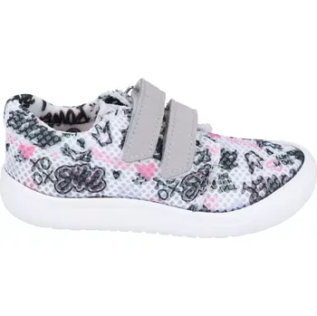 Dívčí tenisky Síťované tenisky Jonap barefoot B7 girl power - bílá podrážka 26