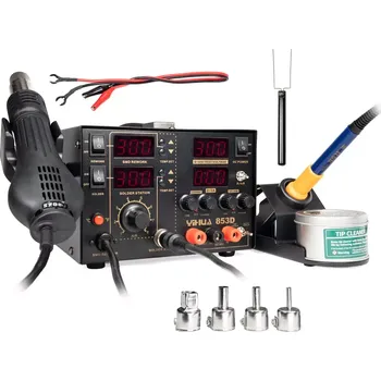 Páječka Pájecí stanice Yihua 853D 3v1 800W horkovzdušná + žehlička + napájecí zdroj 5A 0-30V