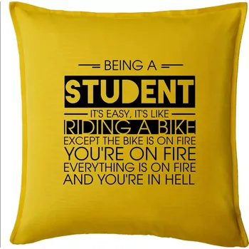 Polštář Being a student - bike - Polštář 50x50 - 50x50 - Pouze potah ( Žlutá )