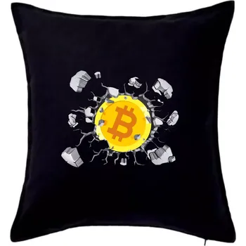 Polštář Bitcoin v triku - Polštář 50x50 - 50x50 - Pouze potah ( Černá )
