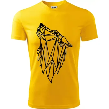 Geometrie - vlk - vyjící - Dětské triko sportovní (dresovina) - 146 cm/10 let ( Žlutá )