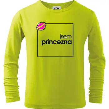 Dětská móda Jsem princezna ve čtverci - Triko dětské Long Sleeve - 122 cm/6 let ( Limetková )