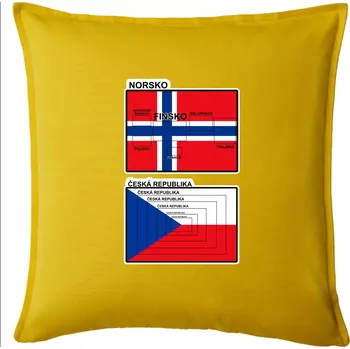 Polštář Norská a česká vlajka - Polštář 50x50 - 50x50 - Pouze potah ( Žlutá )