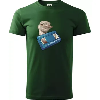 Pánské tričko Pštrosi vídea - Triko extra velké (5-8XL) - 8XL ( Lahvově zelená )