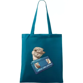 Nákupní taška Pštrosi vídea - Taška bavlněná - 42 x 38 cm ( Petrolejová )