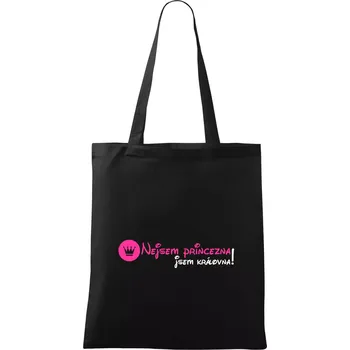 Nákupní taška Nejsem princezna, jsem královna! - Taška bavlněná - 42 x 38 cm ( Černá )