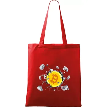 Nákupní taška Bitcoin v triku - Taška bavlněná - 42 x 38 cm ( Červená )