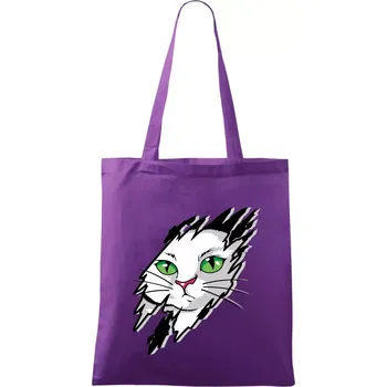 Kočka v roztrženém triku - Taška bavlněná - 42 x 38 cm ( Fialová )