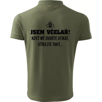 Pánská košile Jsem včelař, utíkejte taky - Polokošile pánská Pique Polo 203 - 4XL ( Khaki )