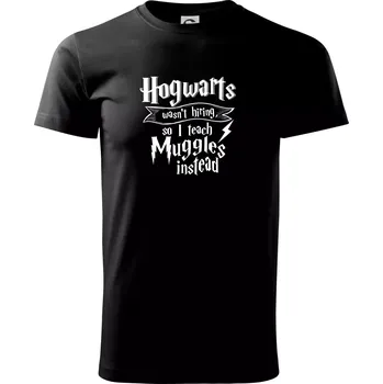 Pánské tričko Harry - Hogwarts wasn’t hiring, so I teach Muggles instead - Triko extra velké (5-8XL) - 7XL ( Černá )