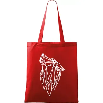 Geometrie - vlk - vyjící - Taška bavlněná - 42 x 38 cm ( Červená )