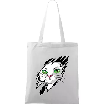 Kočka v roztrženém triku - Taška bavlněná - 42 x 38 cm ( Bílá )