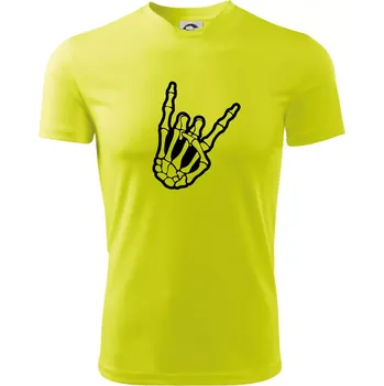 Rock ruka - Dětské triko sportovní (dresovina) - 158 cm/12 let ( Neonově žlutá )