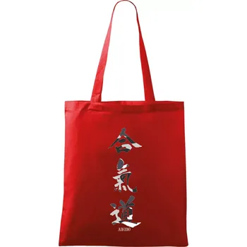 Aikidó maskáčový nápis - Taška bavlněná - 42 x 38 cm ( Červená )