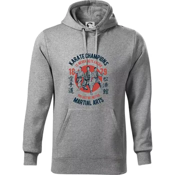 Pánská mikina Karate Champions - Mikina pánská Cape s kapucí - L ( Tmavě šedý melír )