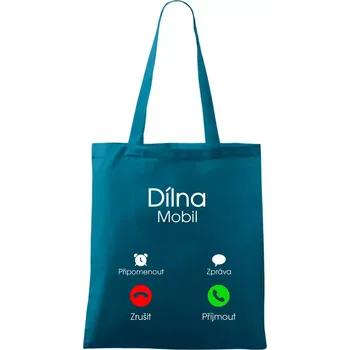 Nákupní taška Dílna volá - Taška bavlněná - 42 x 38 cm ( Petrolejová )