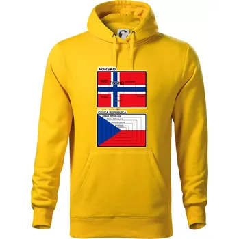 Pánská mikina Norská a česká vlajka - Mikina pánská Cape s kapucí - M ( Žlutá )