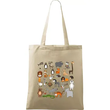 Nákupní taška Zvířátka na triku - Taška bavlněná - 42 x 38 cm ( Naturální )