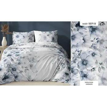 Povlečení Povlečení saténové 140x200 bílé modré květiny na zip KARO