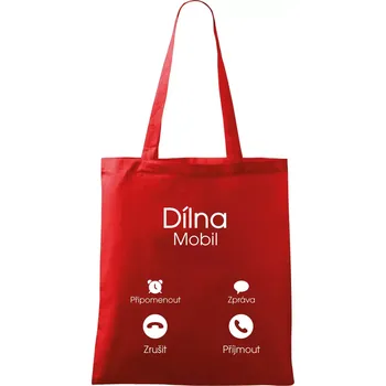 Nákupní taška Dílna volá - Taška bavlněná - 42 x 38 cm ( Červená )
