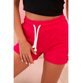 Dámské kraťasy Dámské bavlněné šortky s gumou a šněrováním v pase fuchsie UNI