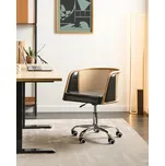 Kancelářská židle černá umělá kůže otočná nastavitelná výška s vídeňským výpletem s područkami tradiční styl domácí kancelář pracovna Beliani