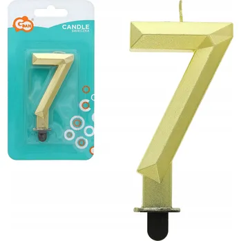 Dortová svíčka Metalická SVÍČKA ČÍSLICE 7 diamantová ZLATÁ 7.6cm GODAN SVÍČKA na dort