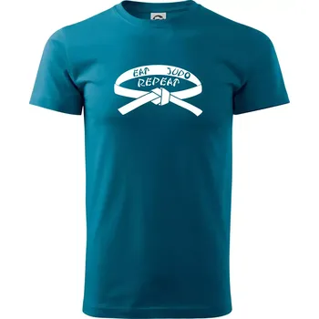 Pánské tričko Judo eat repeat - Klasické pánské triko vyšší gramáže - 3XL ( Petrolejová )