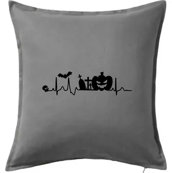 Polštář EKG Halloween - Polštář 50x50 - 50x50 - Včetně výplně ( Tmavě šedý melír )