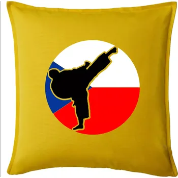 Polštář Karate CZ vlajka - Polštář 50x50 - 50x50 - Včetně výplně ( Žlutá )