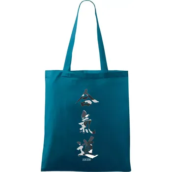 Nákupní taška Aikidó maskáčový nápis - Taška bavlněná - 42 x 38 cm ( Petrolejová )