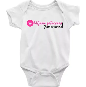 Kojenecký body Nejsem princezna, jsem královna! - Body kojenecké s krátkým rukávem - Krátký r. do 3 měs ( Bílá )