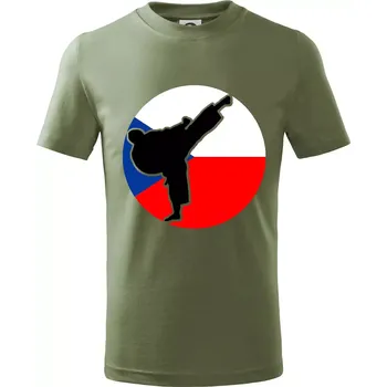 Chlapecké oblečení Karate CZ vlajka - Tričko dětské bavlněné - 146 cm/10 let ( Khaki )