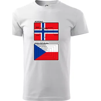Norská a česká vlajka - Triko extra velké (5-8XL) - 7XL ( Bílá )
