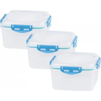 Dóza na potraviny Dóza MagicHome sada 3 ks, 1200ml, 17x17x12,6 cm čtvercová, Clip, Lunchbox YH3