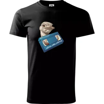 Pštrosi vídea - Triko extra velké (5-8XL) - 6XL ( Černá )