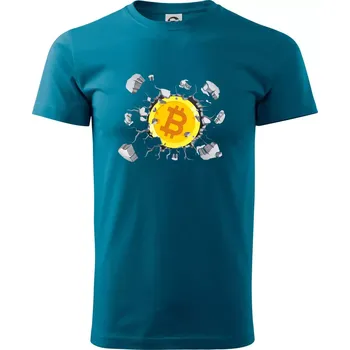 Pánské tričko Bitcoin v triku - Klasické pánské triko vyšší gramáže - L ( Petrolejová )