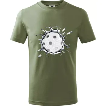 Florbal míč v triku - Tričko dětské bavlněné - 122 cm/6 let ( Khaki )