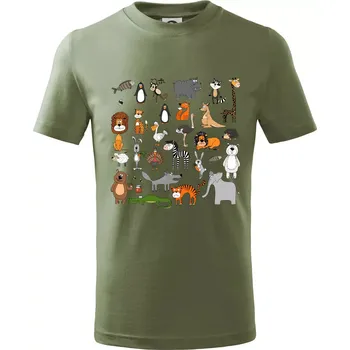 Dětská móda Zvířátka na triku - Tričko dětské bavlněné - 104-110cm / 3-4 roky ( Khaki )