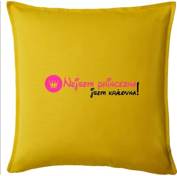Polštář Nejsem princezna, jsem královna! - Polštář 50x50 - 50x50 - Včetně výplně ( Žlutá )