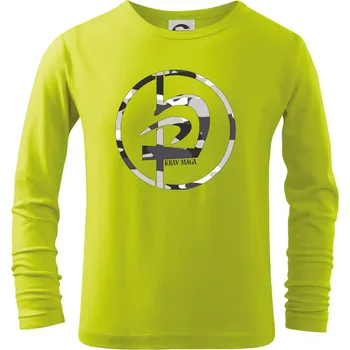 Chlapecké oblečení Krav maga maskáčový nápis - Triko dětské Long Sleeve - 122 cm/6 let ( Limetková )