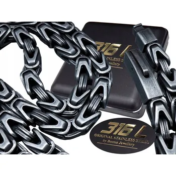 Řetízek ŘETÍZEK NA KRK KRÁLOVSKÝ VZOR ČERNÁ OCEL 316