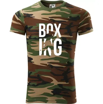 Pánské tričko Nápis Boxing - Army CAMOUFLAGE - L ( Hnědý maskáč )