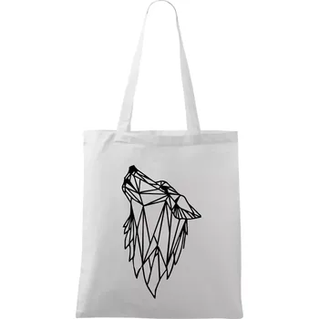 Geometrie - vlk - vyjící - Taška bavlněná - 42 x 38 cm ( Bílá )