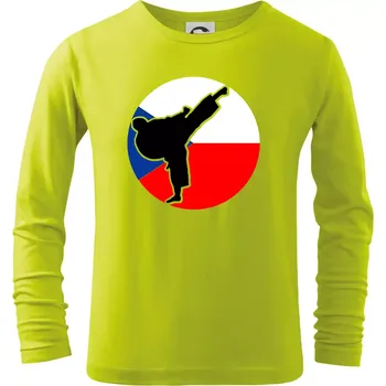 Dětská móda Karate CZ vlajka - Triko dětské Long Sleeve - 158 cm/12 let ( Limetková )