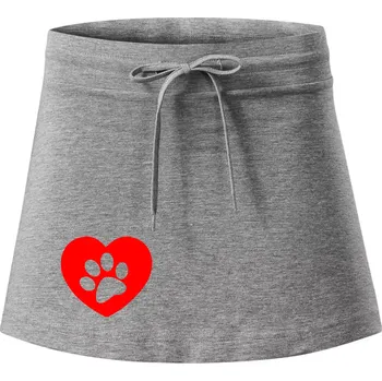 Dámská sukně Tlapka v srdci - Sportovní sukně - two in one - XL ( Tmavě šedý melír )
