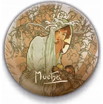 Dekorativní magnet Magnet Alfons Mucha – Zima, kulatý... Presco Group