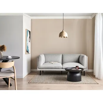 Pohovka 2místná pohovka světle šedá polyesterová látka kovové černé nohy nábytek do obývacího pokoje Beliani