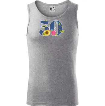 Květinové číslo kreslené - 50 - Tílko pánské Core - XL ( Tmavě šedý melír )