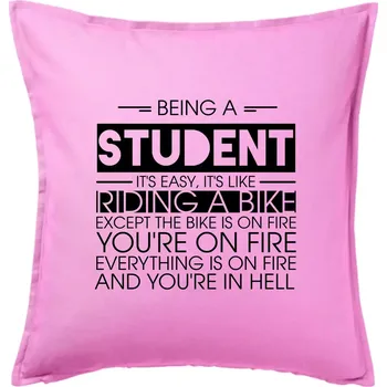 Polštář Being a student - bike - Polštář 50x50 - 50x50 - Pouze potah ( Růžová )